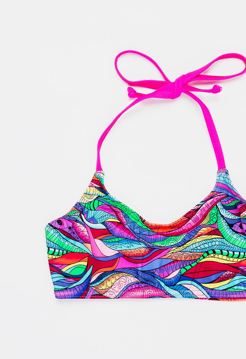 Sun Things - Rainbow Geo Bralet & Strappy Bottom Set Multi-colour