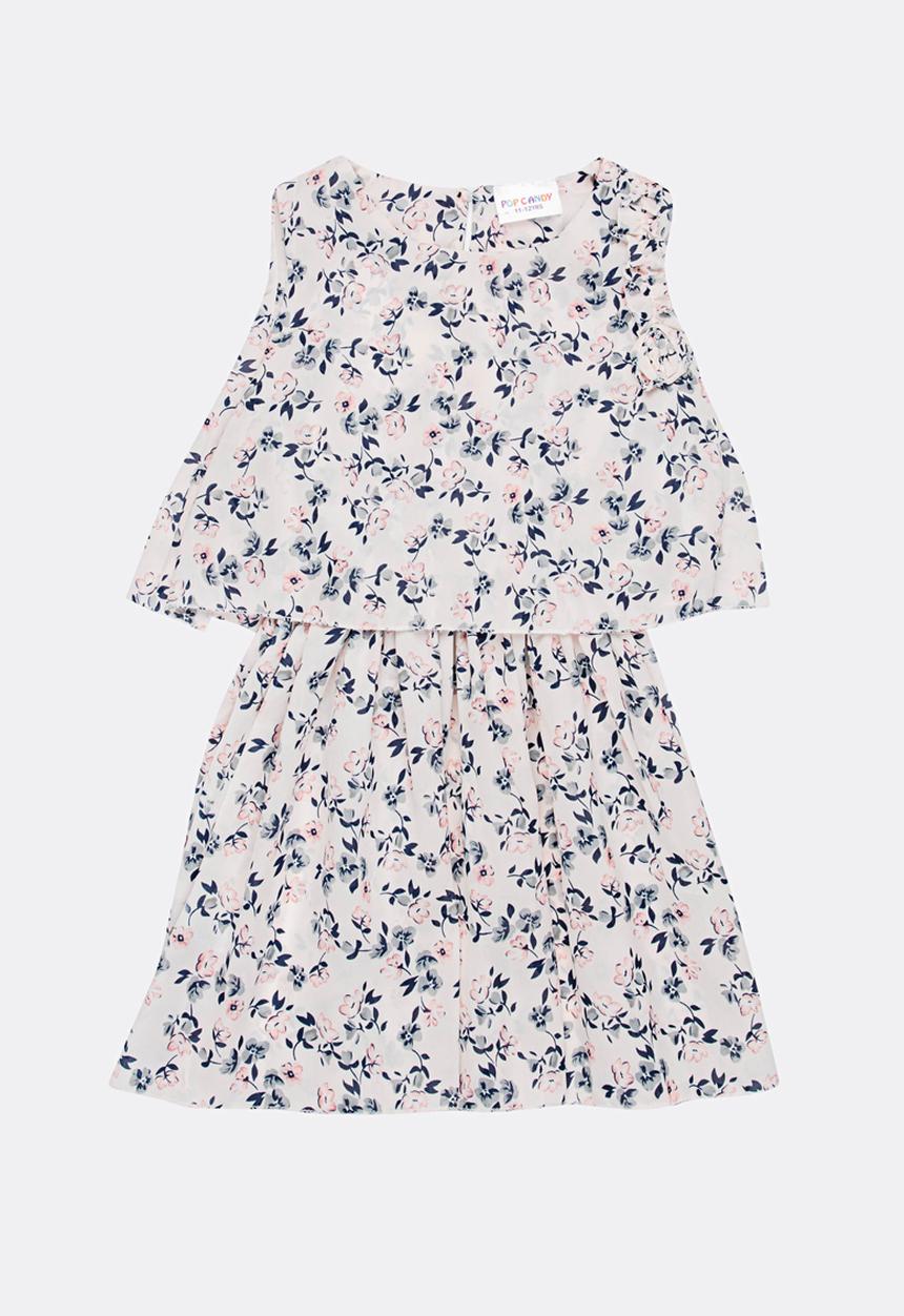 Pop Candy - Printed Gathered Dress White