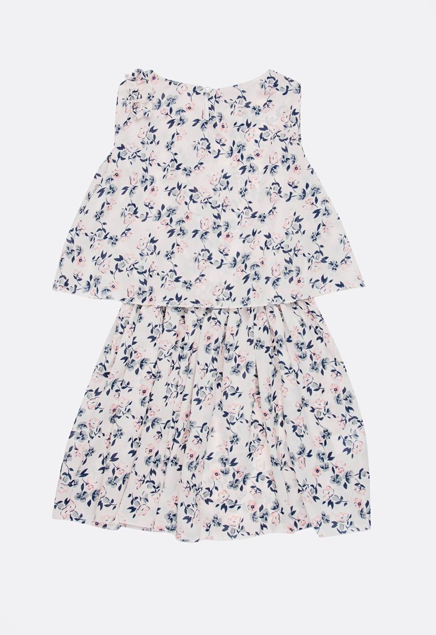 Pop Candy - Printed Gathered Dress White