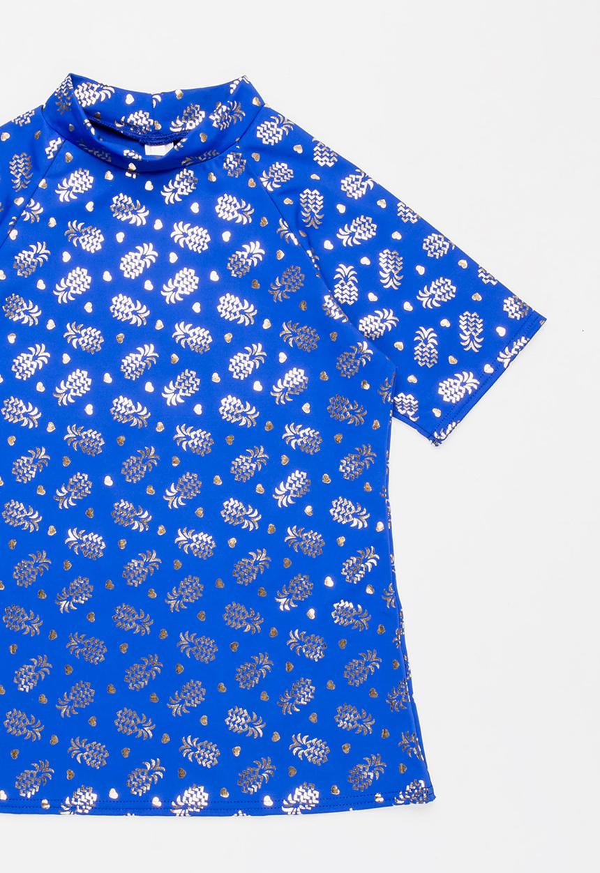 Sun Things - Foil pineapple rash vest - blue