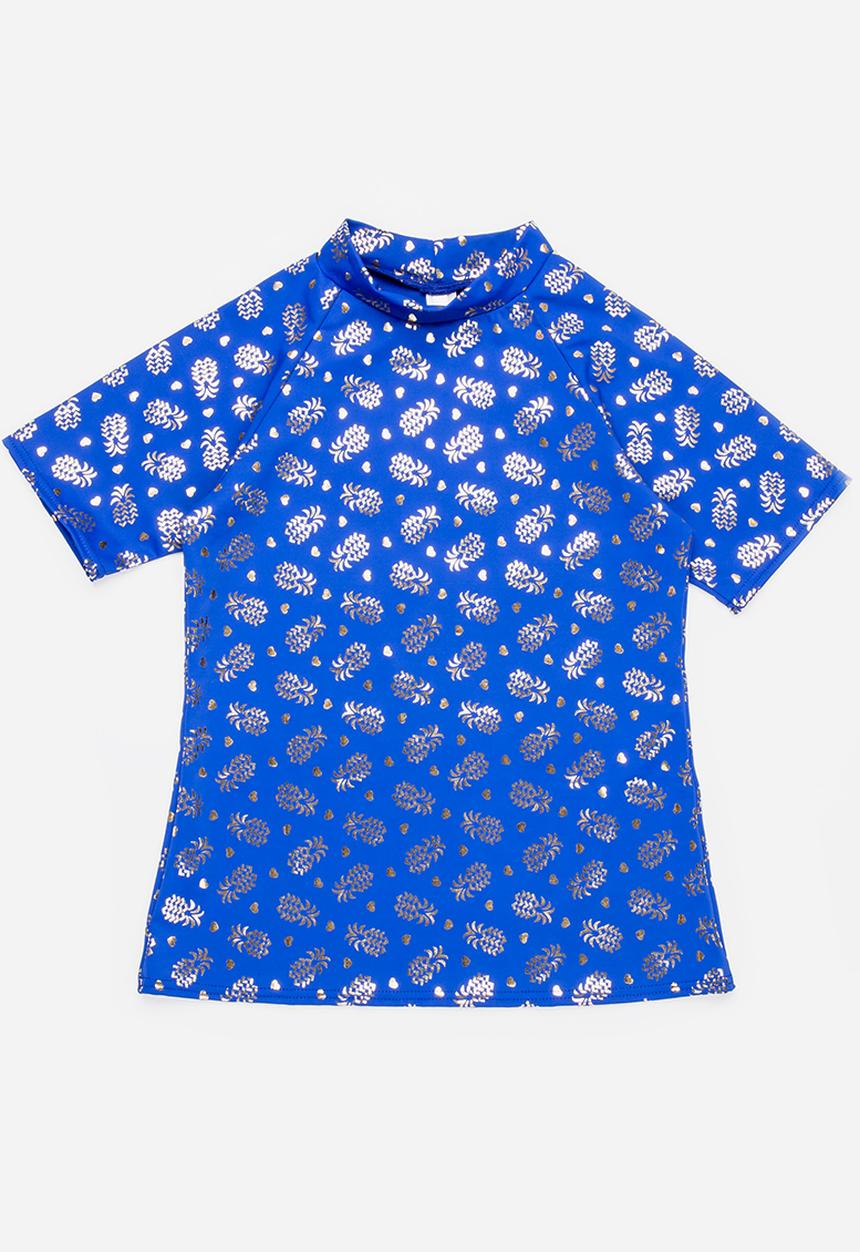 Sun Things - Foil pineapple rash vest - blue