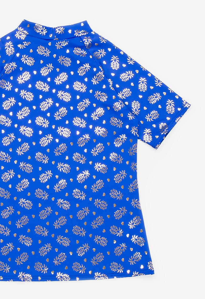 Sun Things - Foil pineapple rash vest - blue