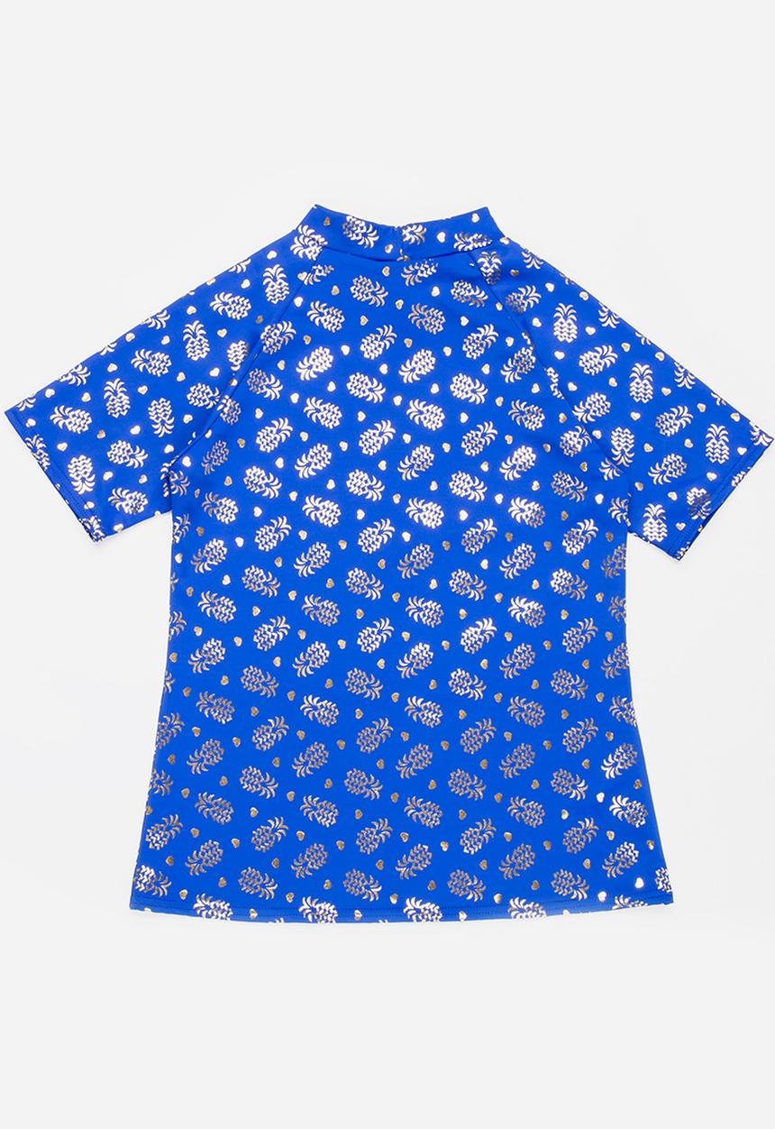 Sun Things - Foil pineapple rash vest - blue