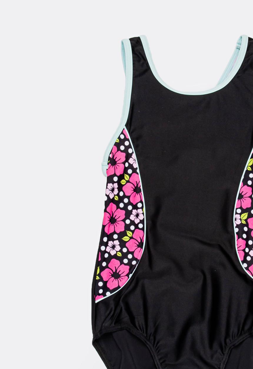 Pop Candy - Panel Printed Swimsuit Black