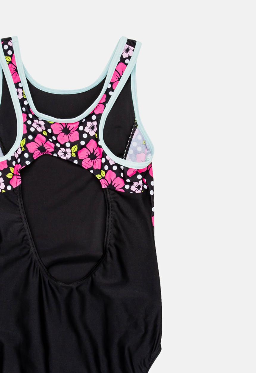 Pop Candy - Panel Printed Swimsuit Black