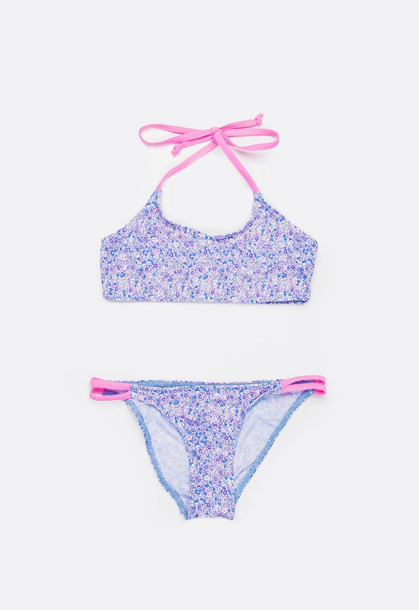 Sun Things - Ditsy Pink Bralet & Strappy Bottom Set Multi-colour