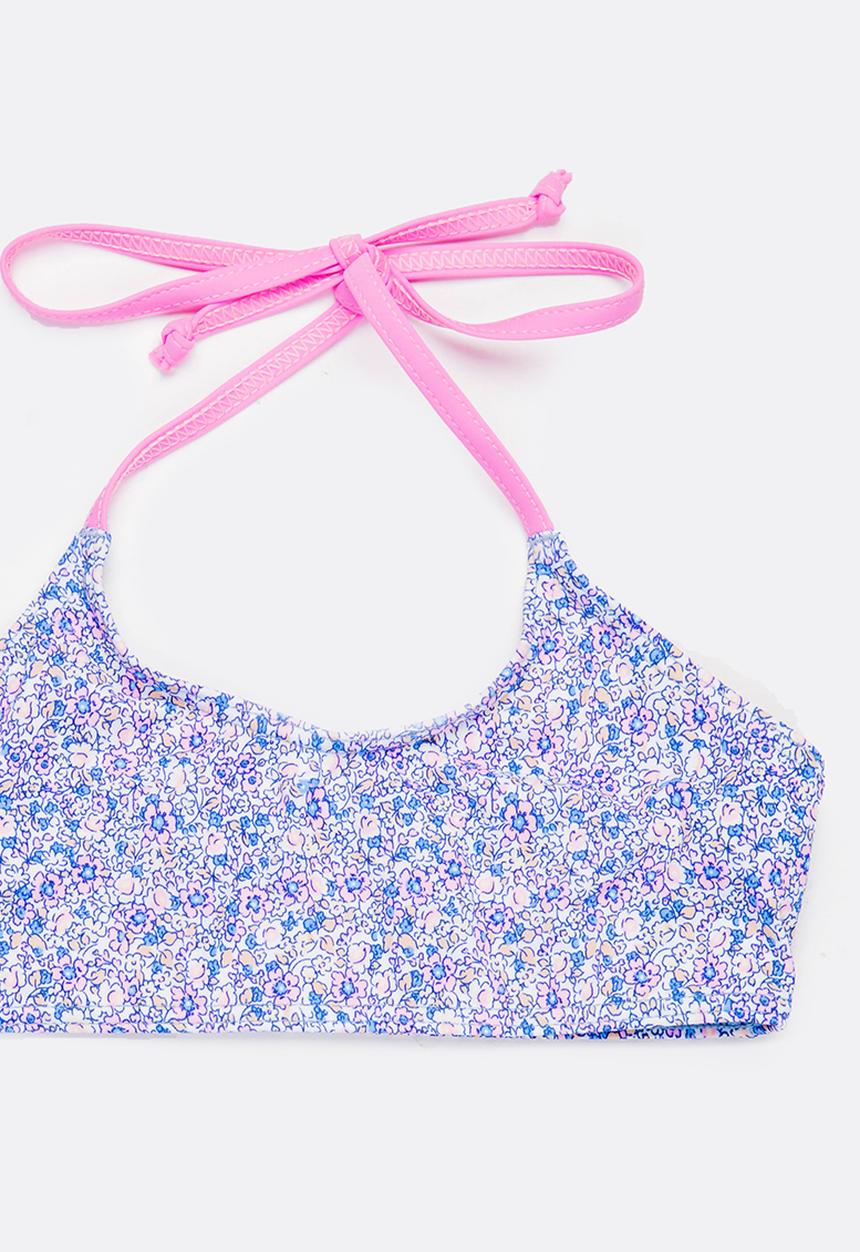 Sun Things - Ditsy Pink Bralet & Strappy Bottom Set Multi-colour