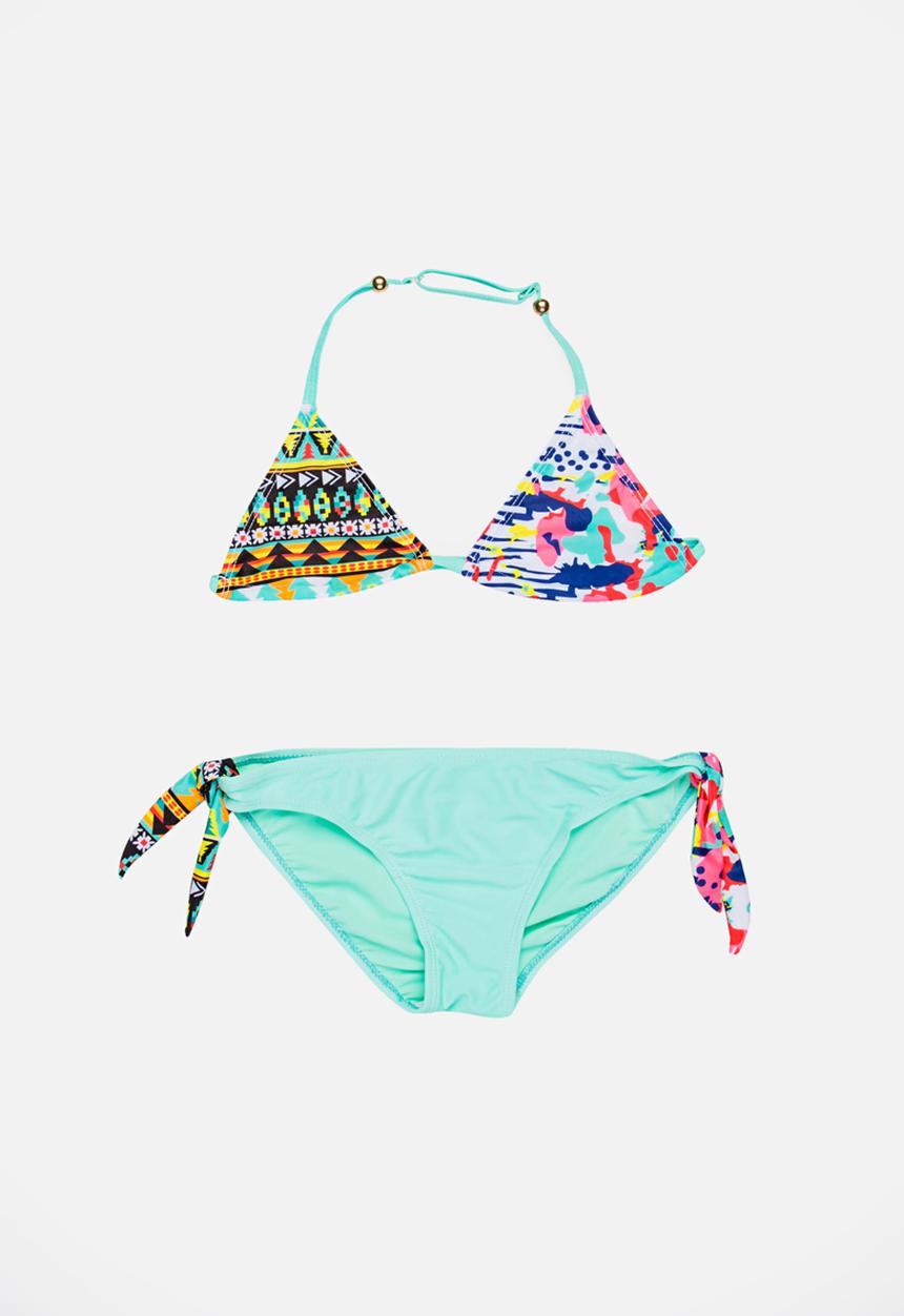 Pop Candy - Printed colour block bikini - mint 