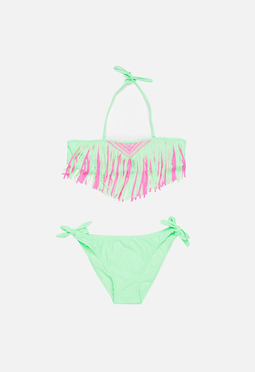 Pop Candy - Fringed Banded Bikini Mint