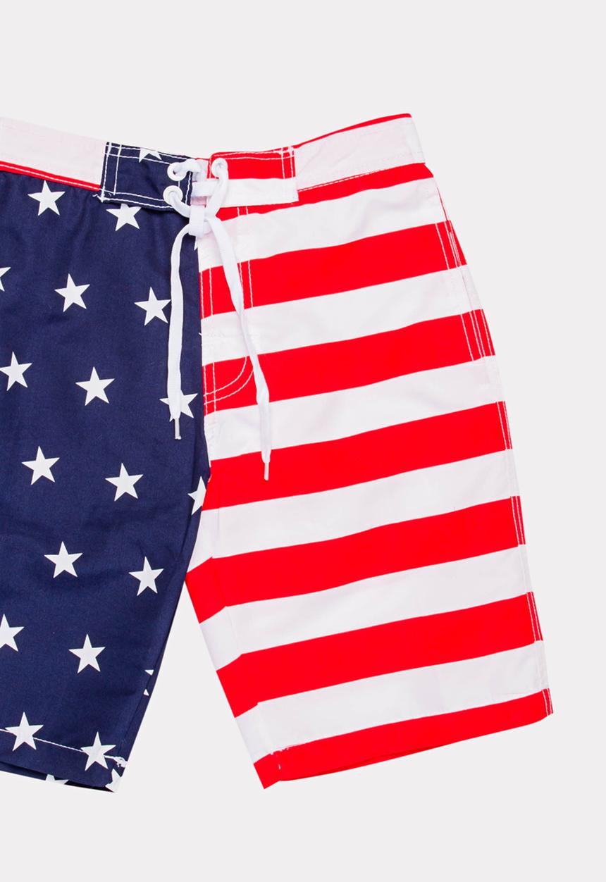 Pop Candy - American Flag Printed Boardshorts Multi-colour