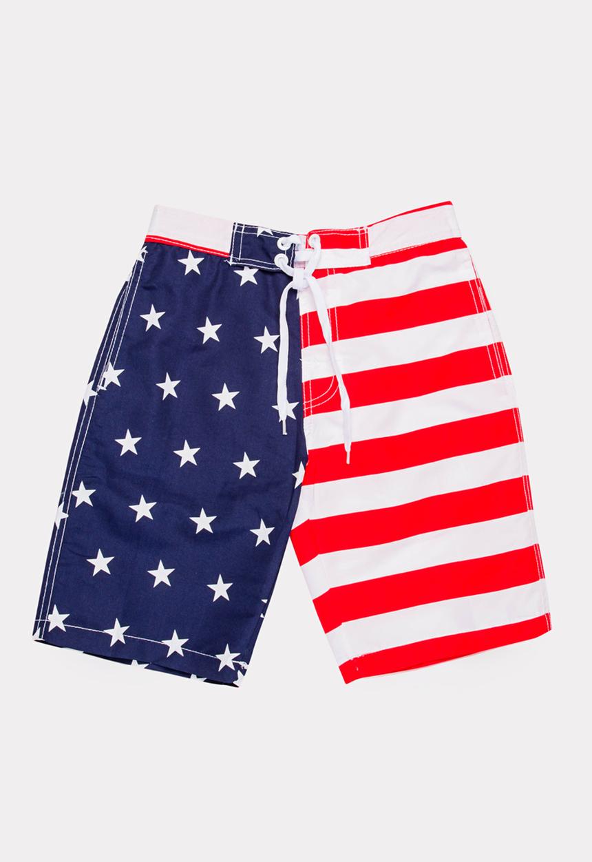 Pop Candy - American Flag Printed Boardshorts Multi-colour