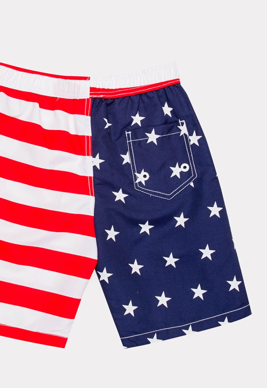 Pop Candy - American Flag Printed Boardshorts Multi-colour
