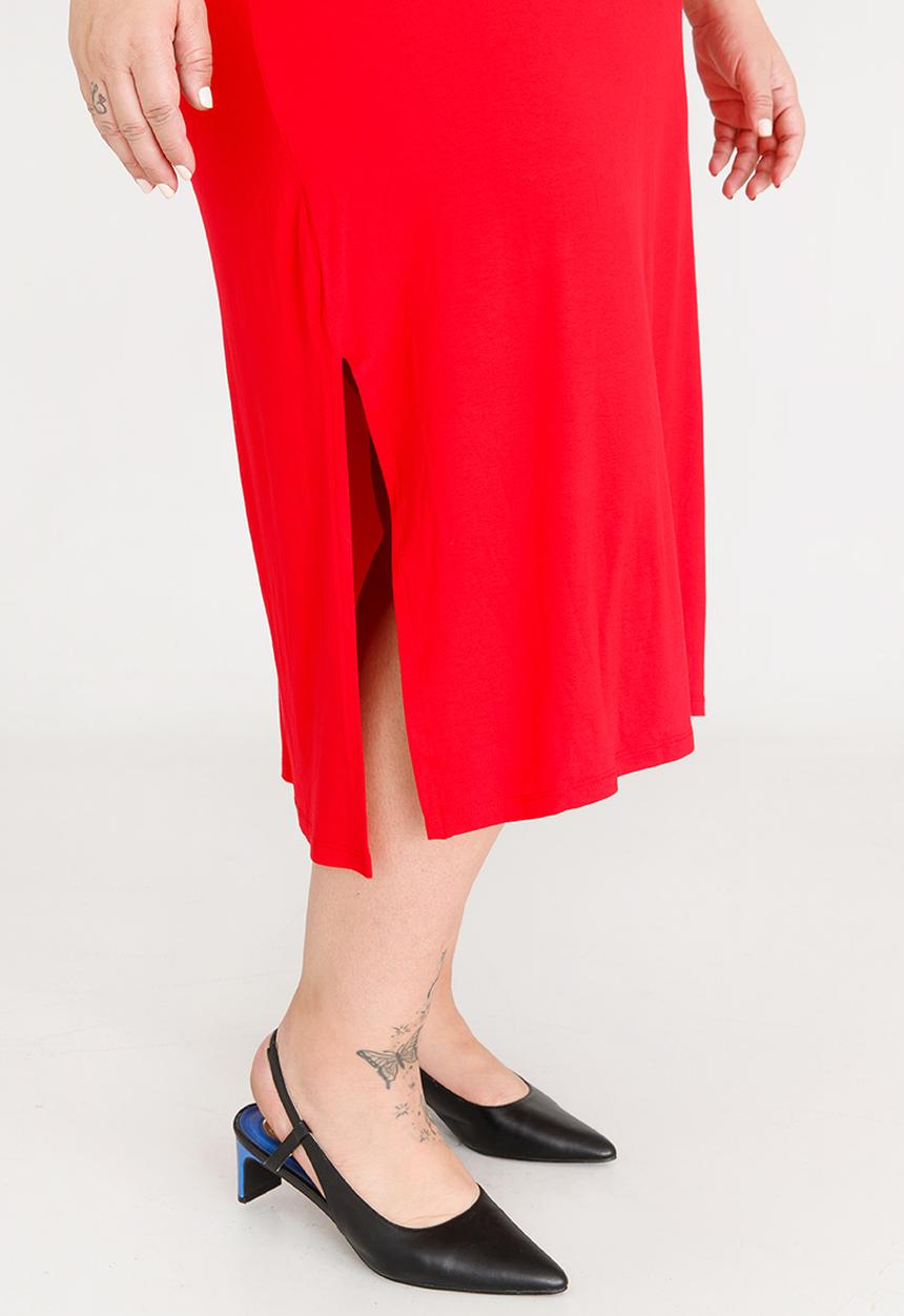 edit Plus - Keyhole Dress Red