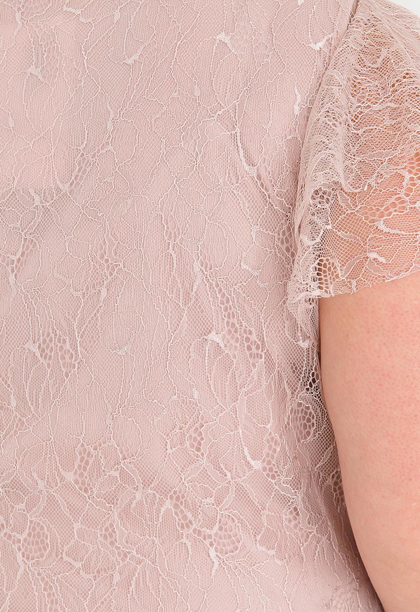 edit Plus - Flutter sleeve lace blouse - pink