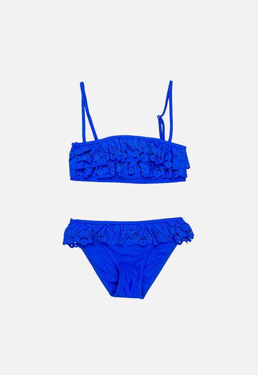 Pop Candy - Anglaise Frilled Bikini Dark Blue