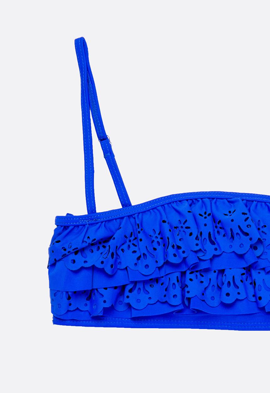 Pop Candy - Anglaise Frilled Bikini Dark Blue