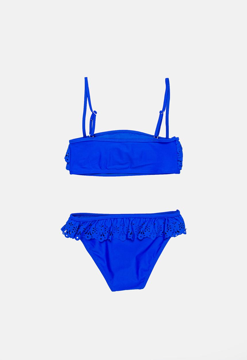 Pop Candy - Anglaise Frilled Bikini Dark Blue