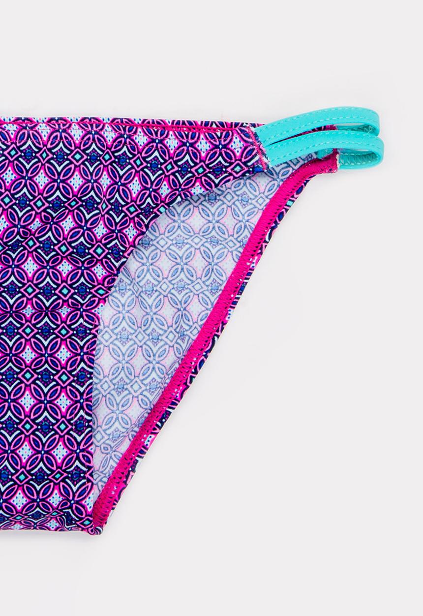 Sun Things - Pink mosaic bralet & strappy bottom set - purple