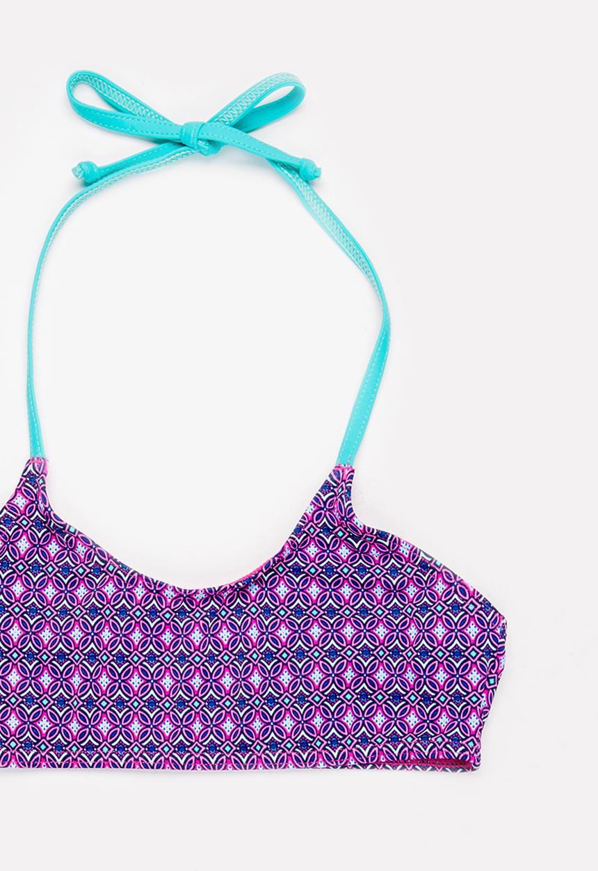 Sun Things - Pink mosaic bralet & strappy bottom set - purple