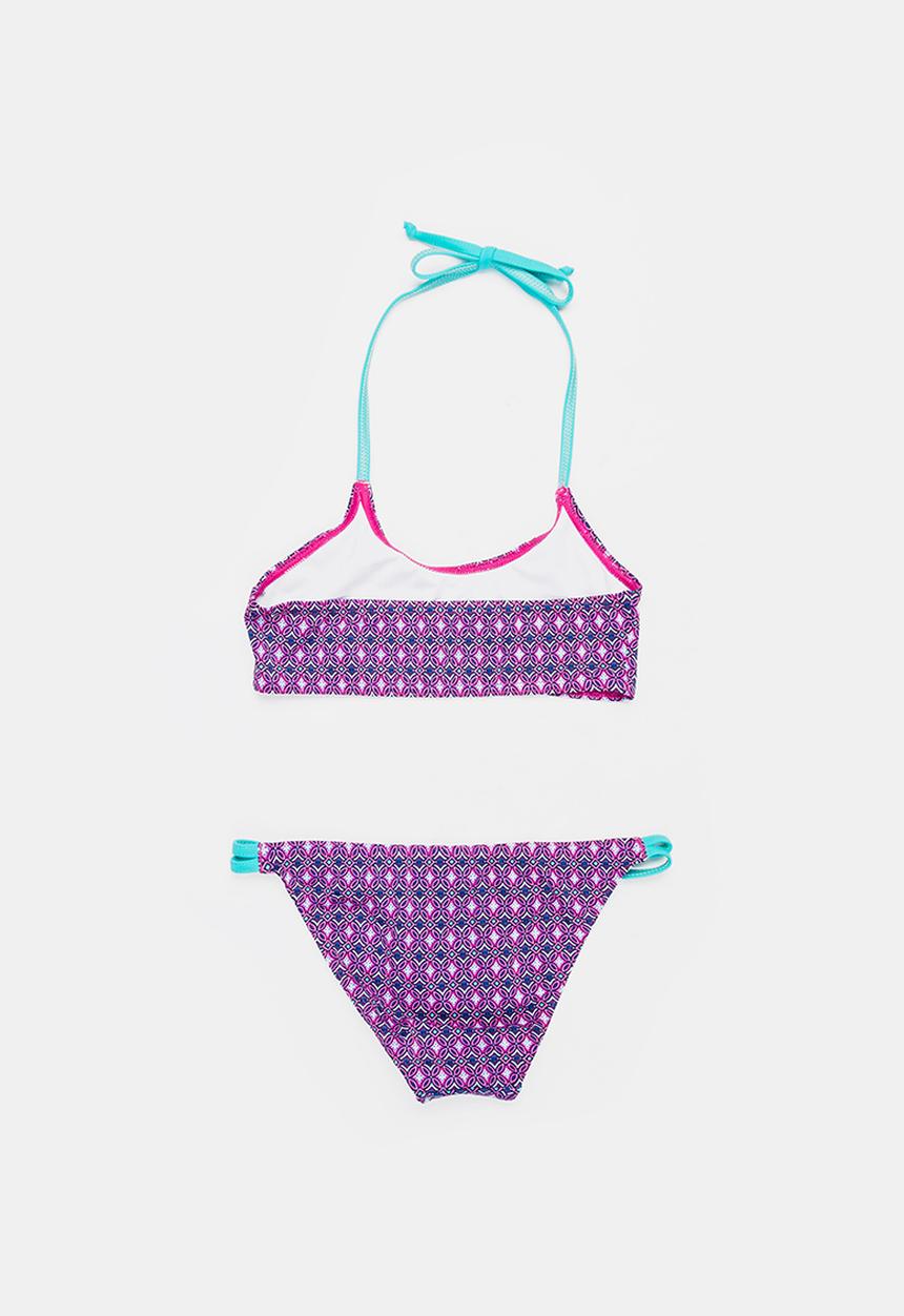 Sun Things - Pink mosaic bralet & strappy bottom set - purple