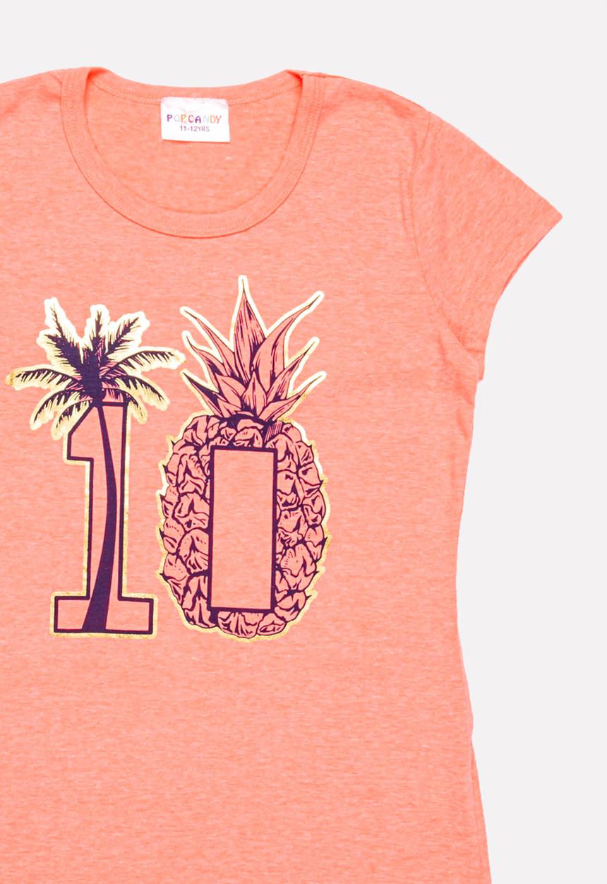 Pop Candy - Printed tee - coral