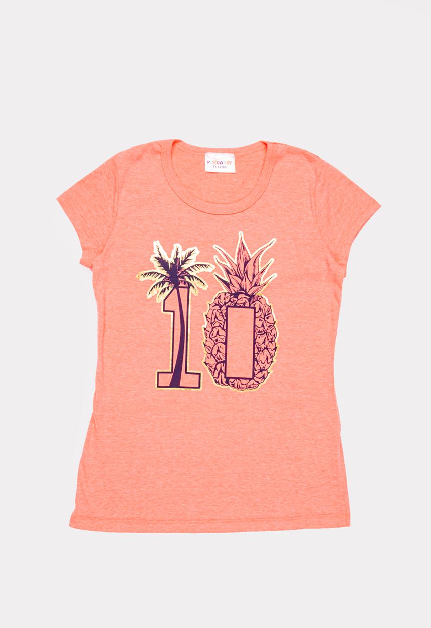 Pop Candy - Printed tee - coral