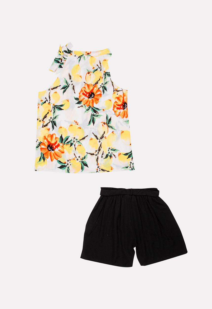 Pop Candy - Printed Blouse and Short Set Multi-colour