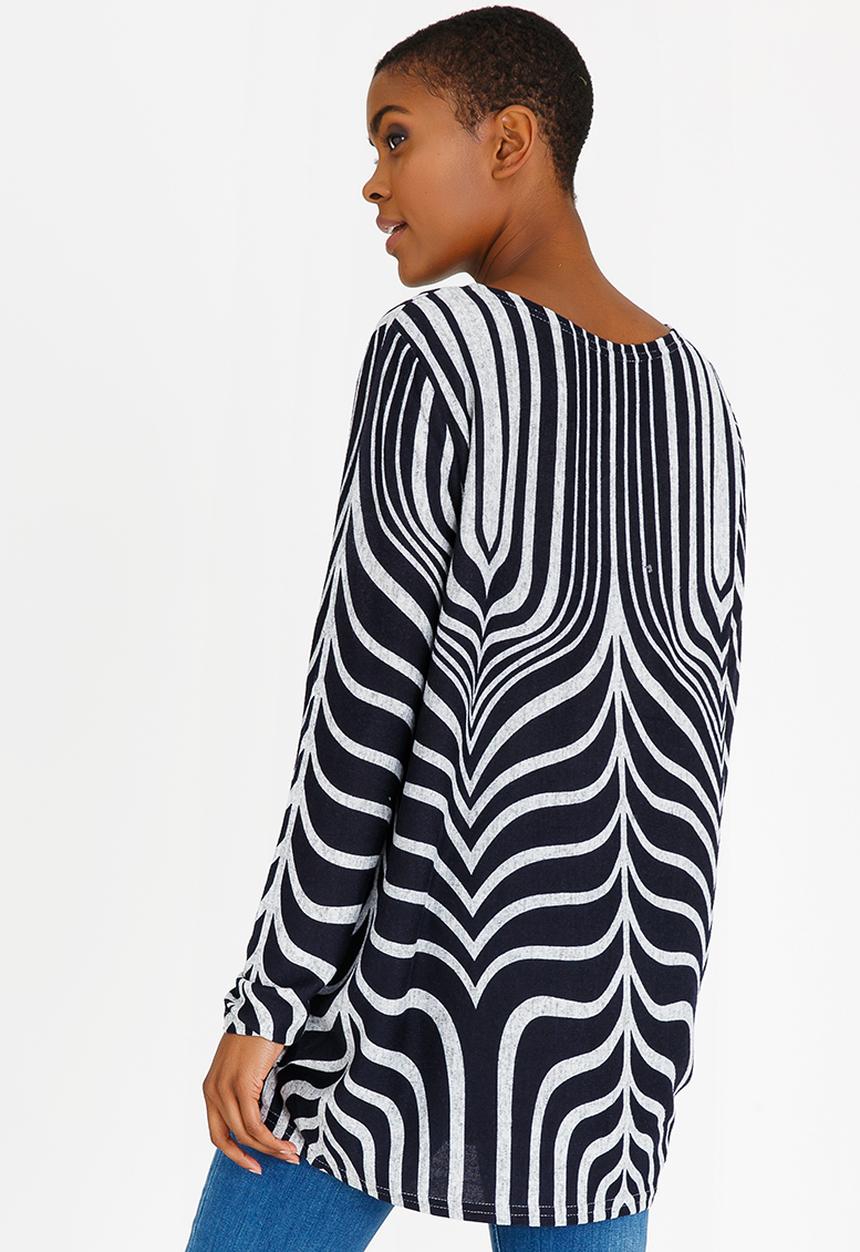 Revenge - Swirl Print Blouse Navy
