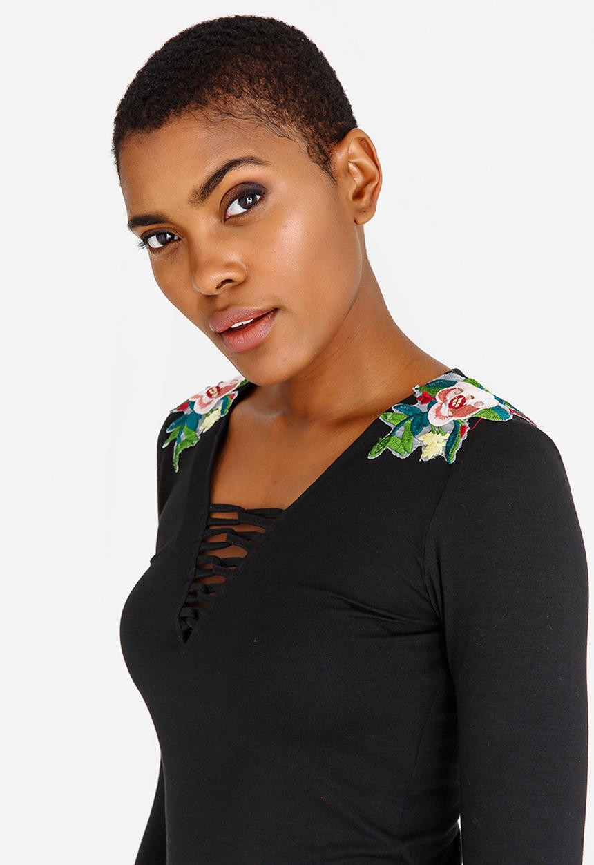 SISSY BOY - Riera Embroidery Detail Top Black