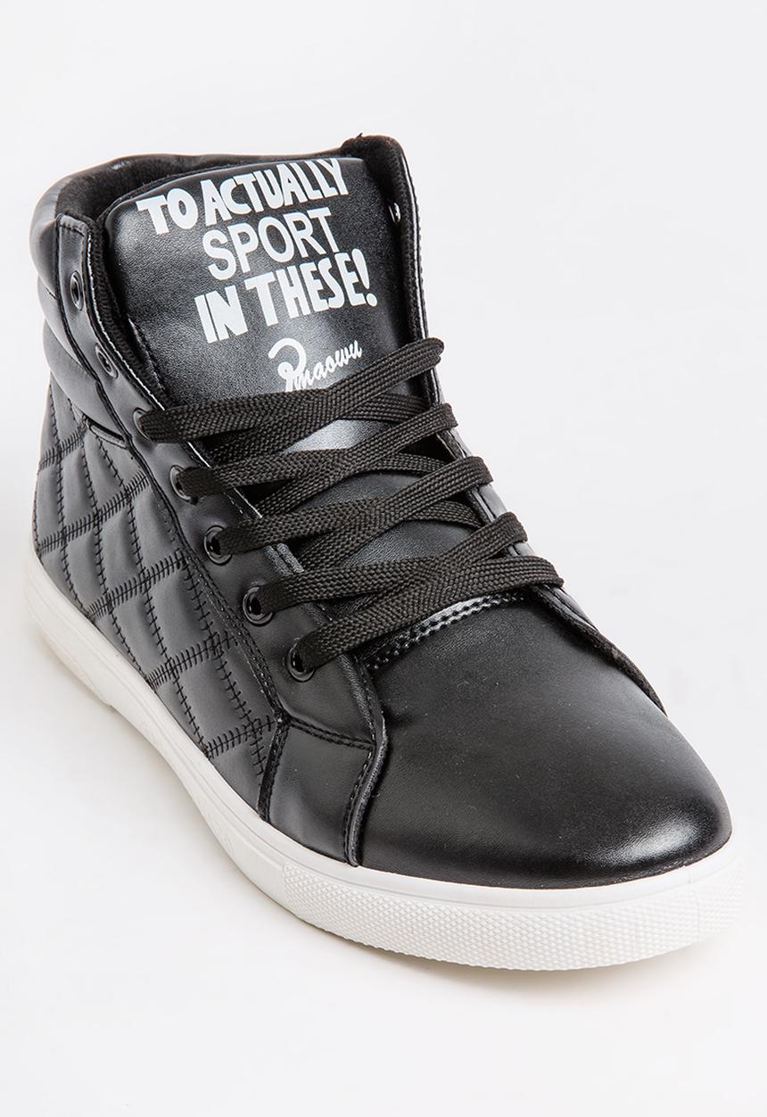 STYLE REPUBLIC - Quilted PU Hi Top Sneakers Black