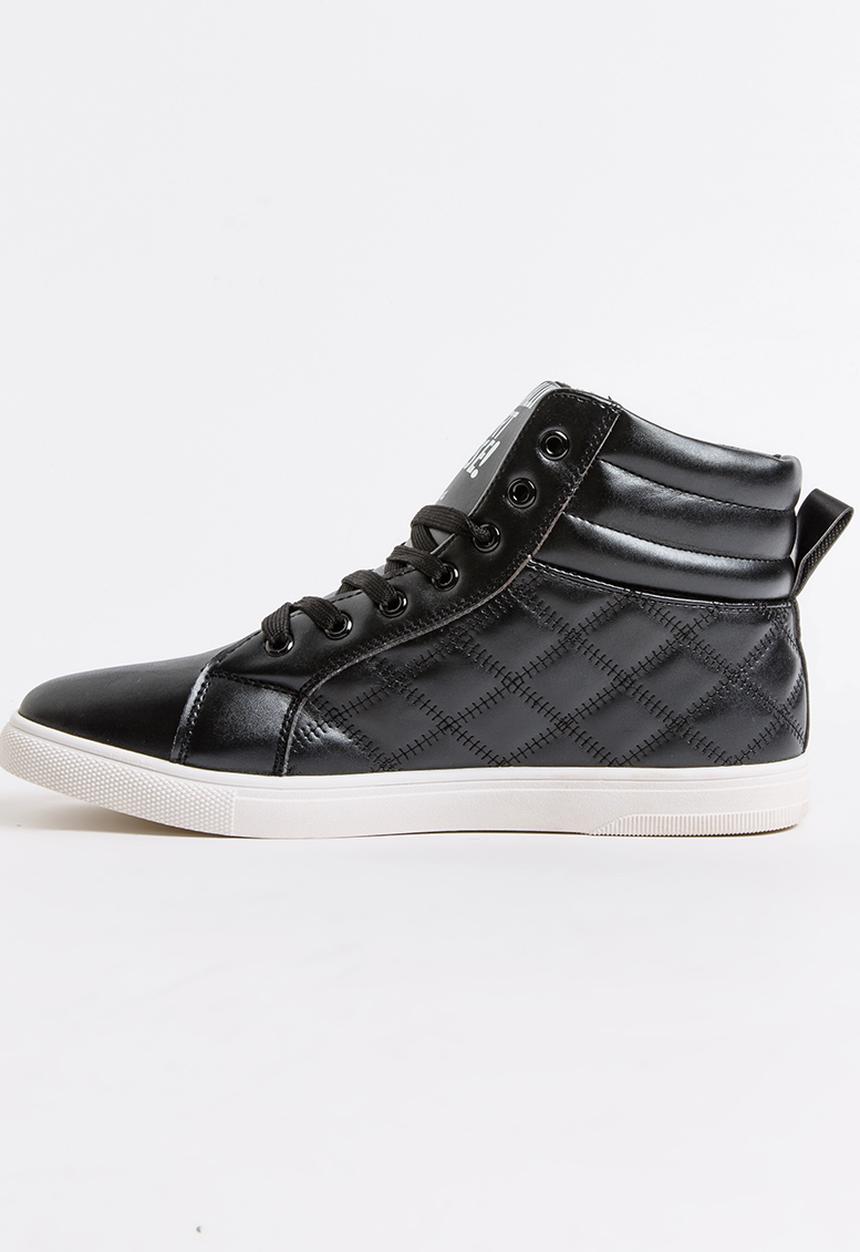 STYLE REPUBLIC - Quilted PU Hi Top Sneakers Black