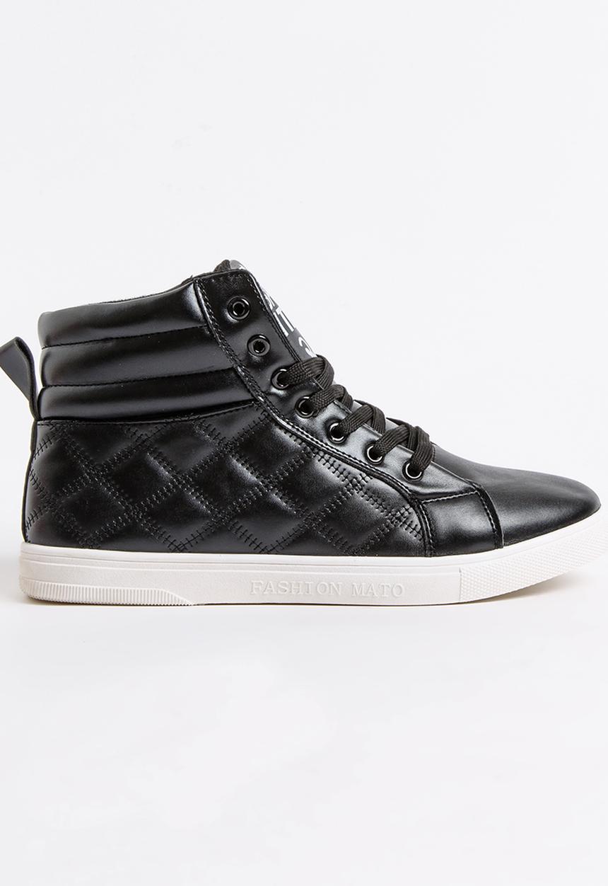 STYLE REPUBLIC - Quilted PU Hi Top Sneakers Black