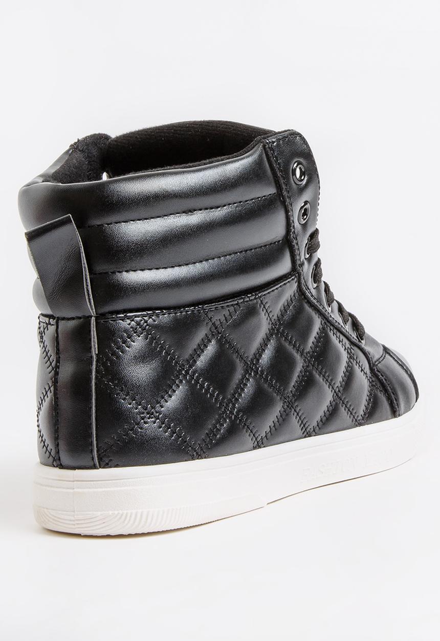 STYLE REPUBLIC - Quilted PU Hi Top Sneakers Black
