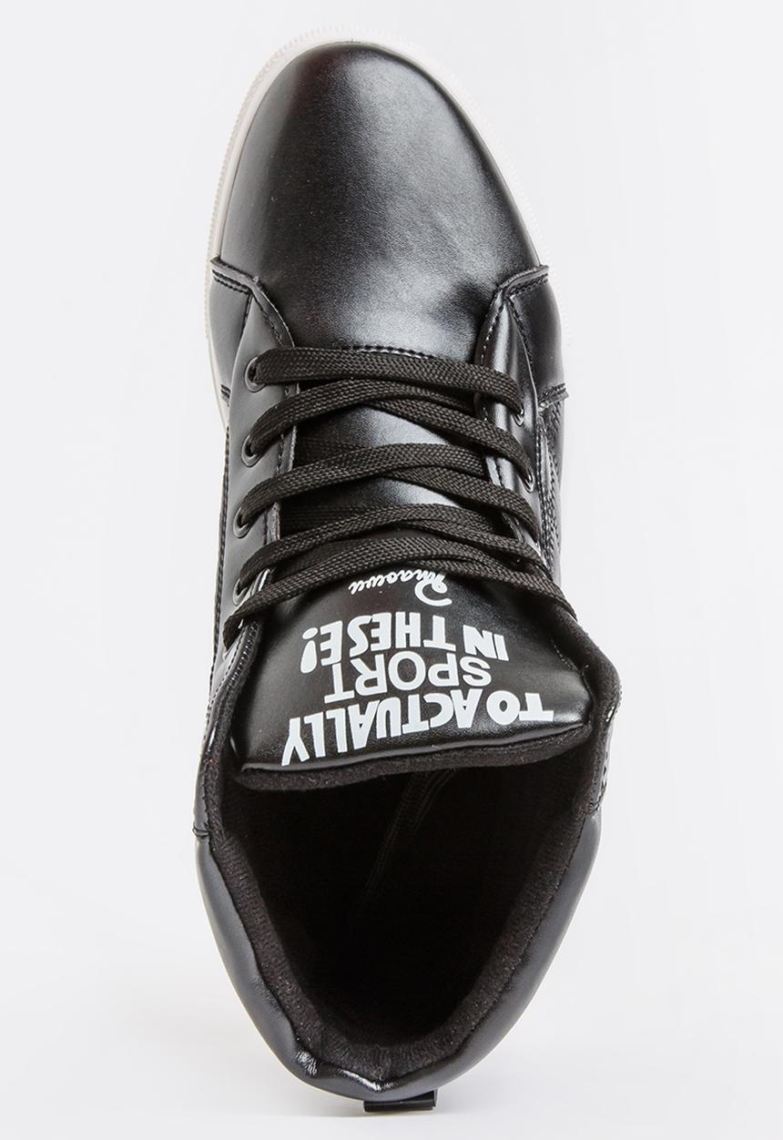 STYLE REPUBLIC - Quilted PU Hi Top Sneakers Black
