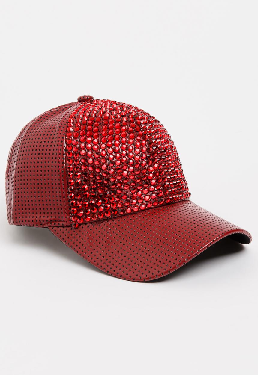 STYLE REPUBLIC - Diamante studded cap - burgundy