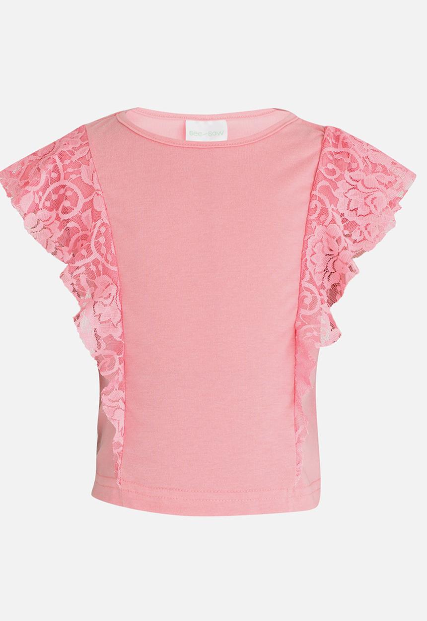 See-Saw - Lace Frill Top Mid Pink