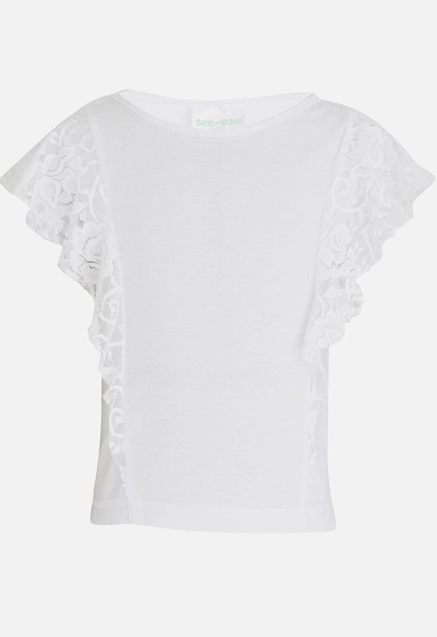 See-Saw - Lace Frill Top White