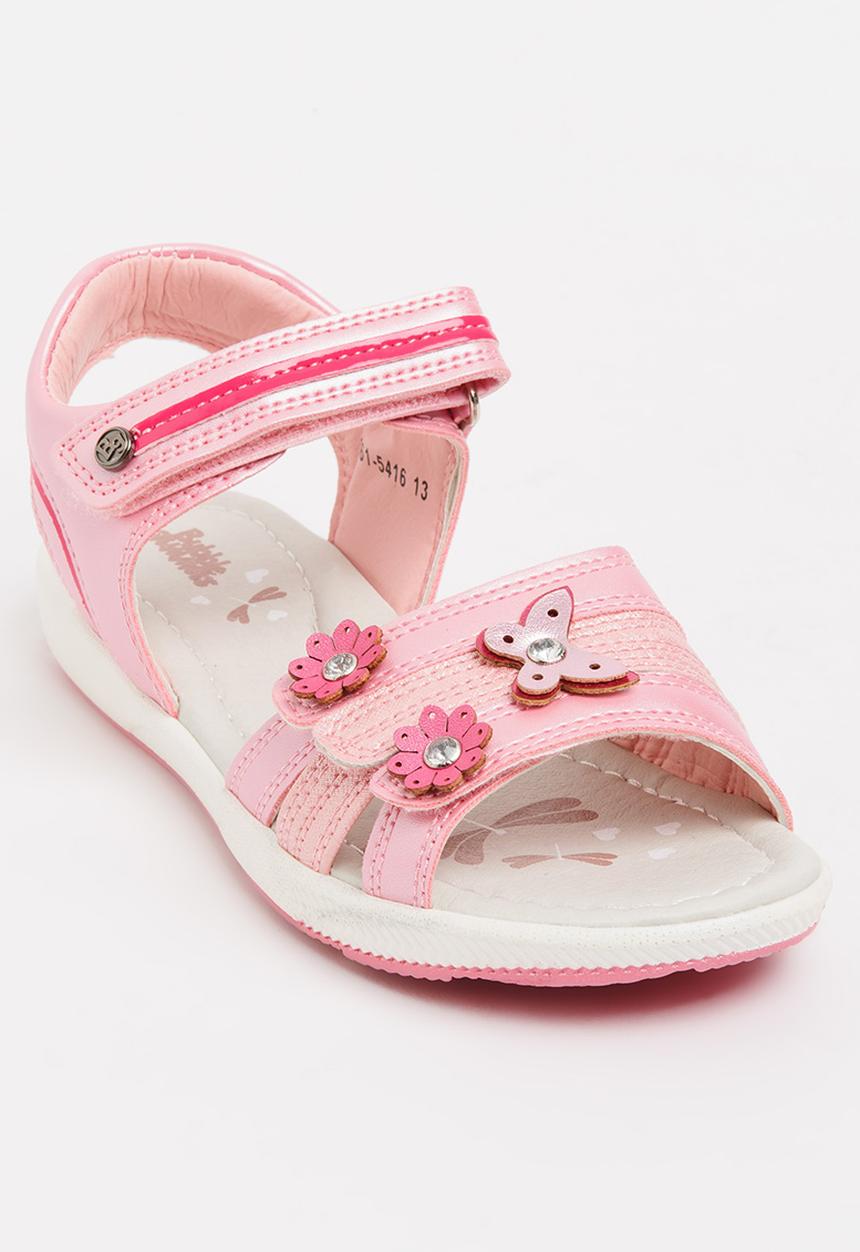 Bubblegummers - Flower Detail Sandals Mid Pink