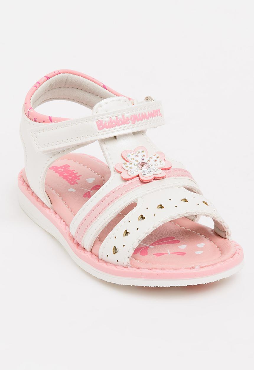 Bubblegummers - Flower Detail Sandals White