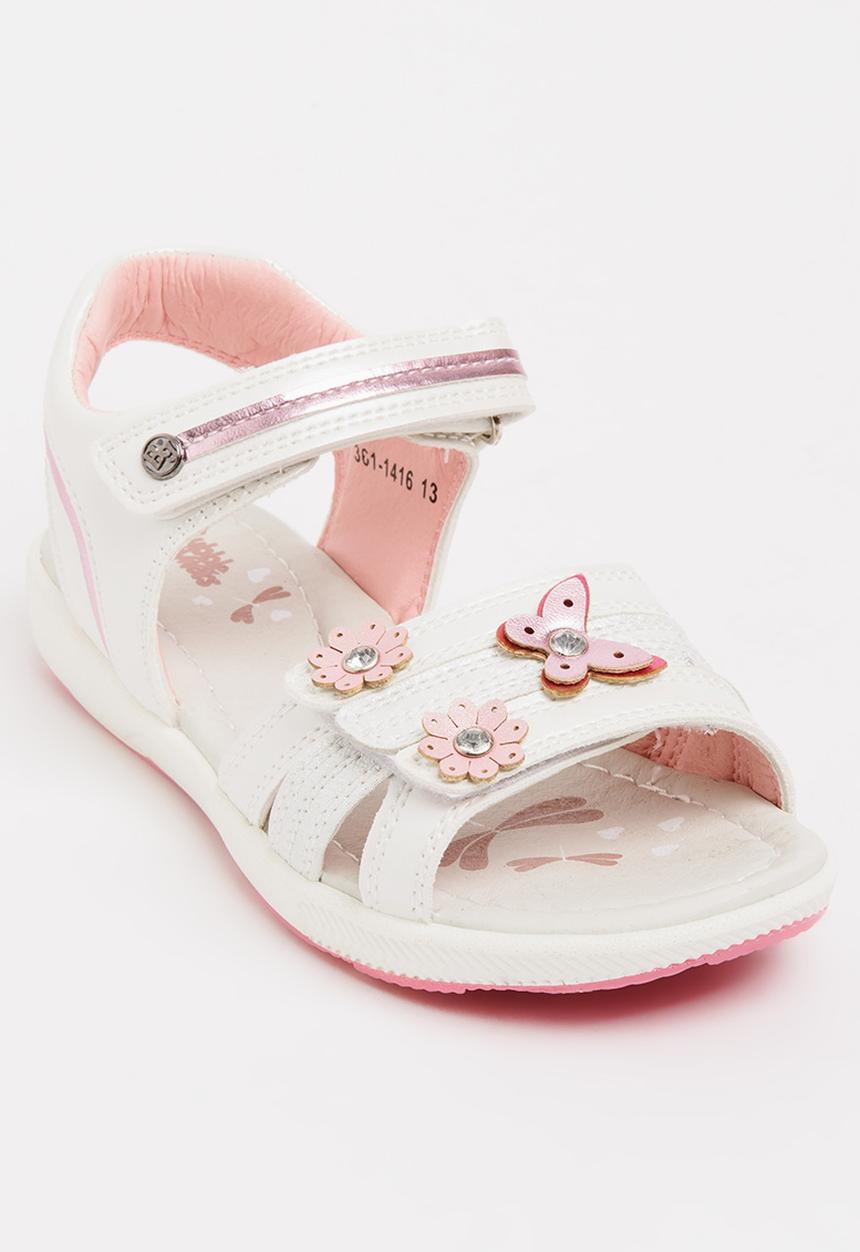 Bubblegummers - Flower Detail Sandals White