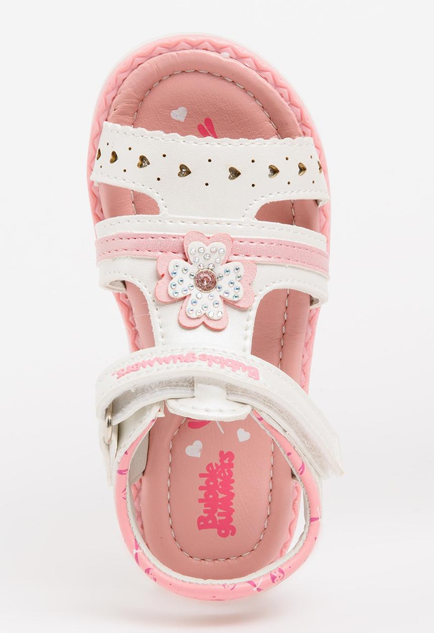 Bubblegummers - Flower Detail Sandals White