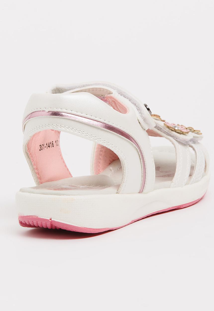 Bubblegummers - Flower Detail Sandals White