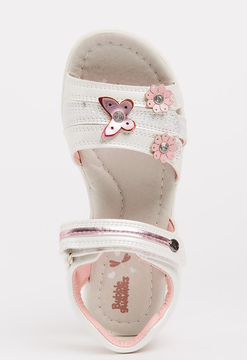 Bubblegummers - Flower Detail Sandals White