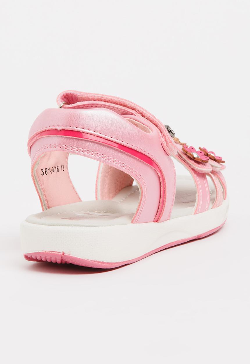 Bubblegummers - Flower Detail Sandals Mid Pink