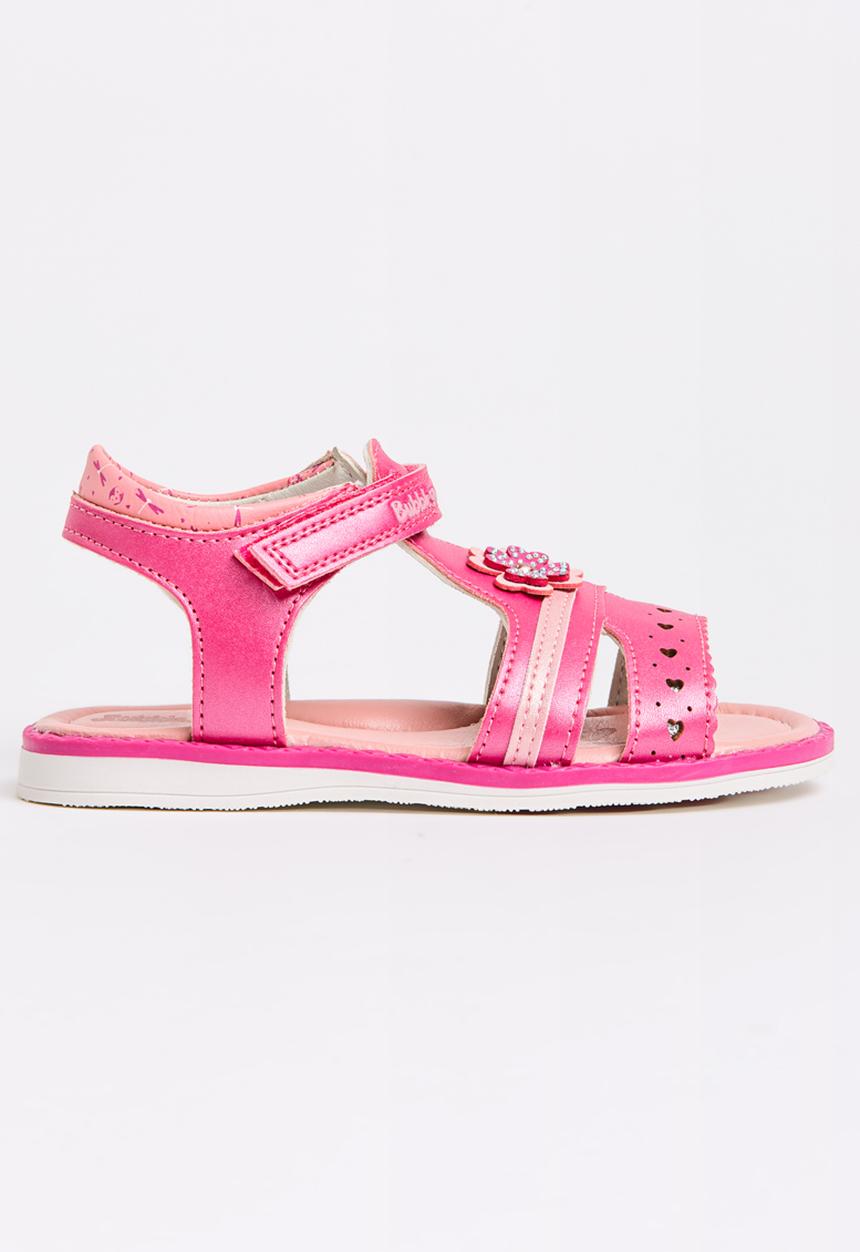 Bubblegummers - Flower Detail Sandals Dark Pink