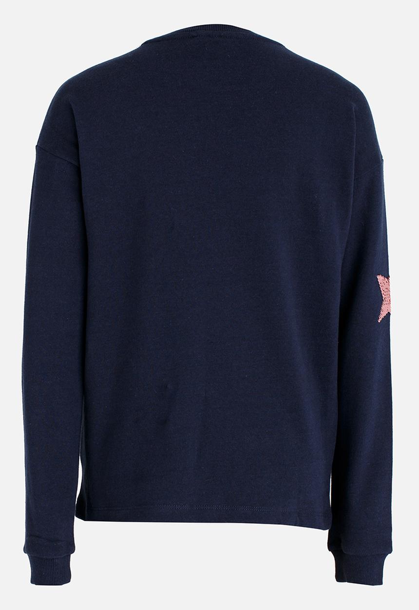 Name It - Girls Sequin Star Sweater Dark Blue