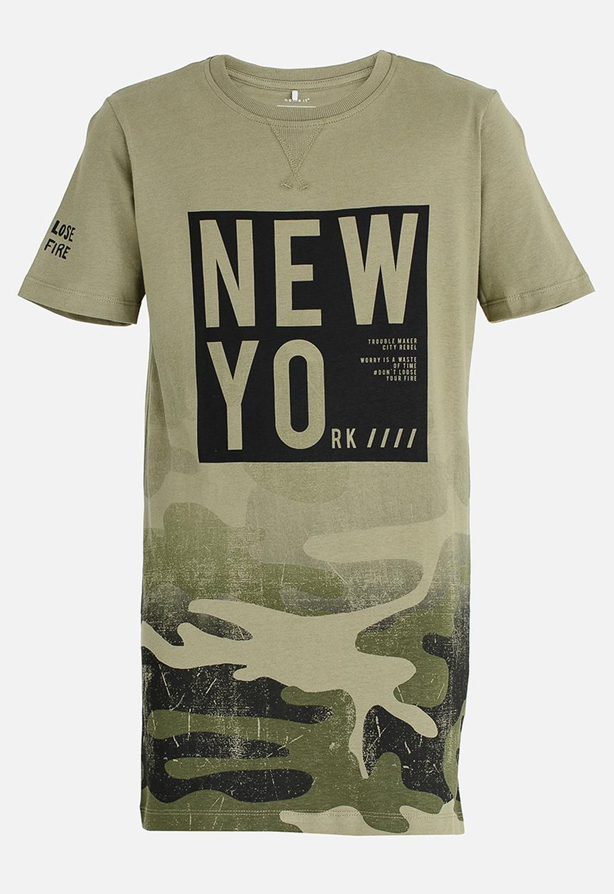 Name It - Boys Printed Tee Khaki Green