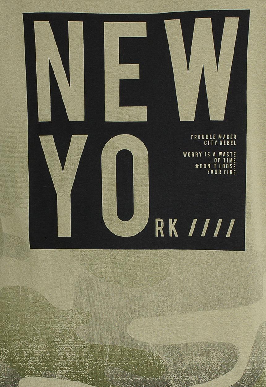 Name It - Boys Printed Tee Khaki Green