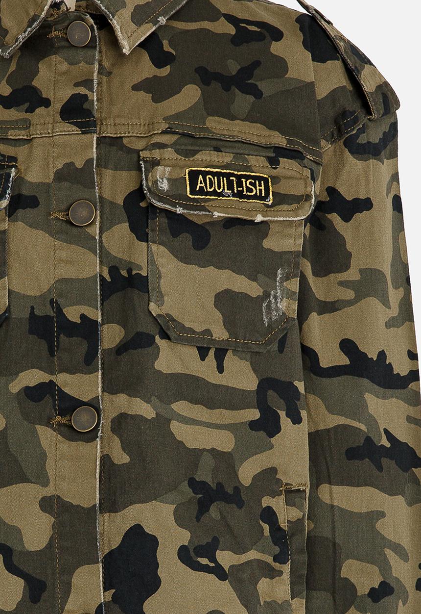 Name It - Girls Oversize Camo Jacket Khaki Green