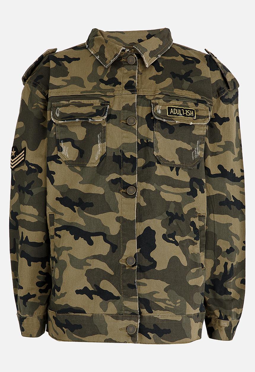 Name It - Girls Oversize Camo Jacket Khaki Green